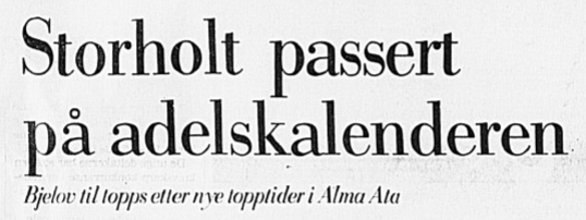 Faksimile Stavanger Aftenblad 12. april 1978: Vladimir Belov har klatret til topps på Adelskalenderen.