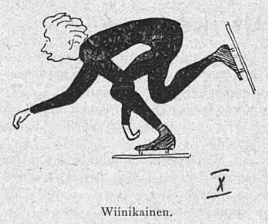 Tegning av den finske skøyteløperen Jussi Wiinikainen