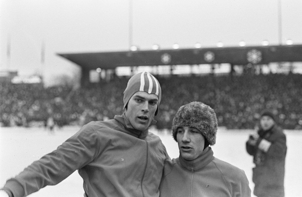 Bilde av Ard Schenk og Kees Verkerk under VM på Bislett i 1967