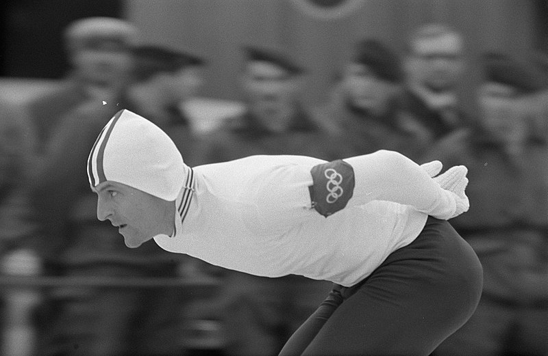 Bilde av skøyteløperen Fred Anton Maier på 5000 m under OL i Grenoble i 1968, der han tok OL-gull.