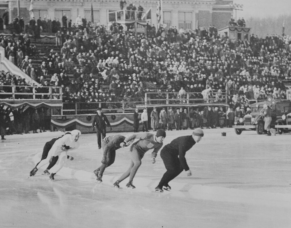 Bilde fra et 500 m heat under OL i Lake Placid 1932.