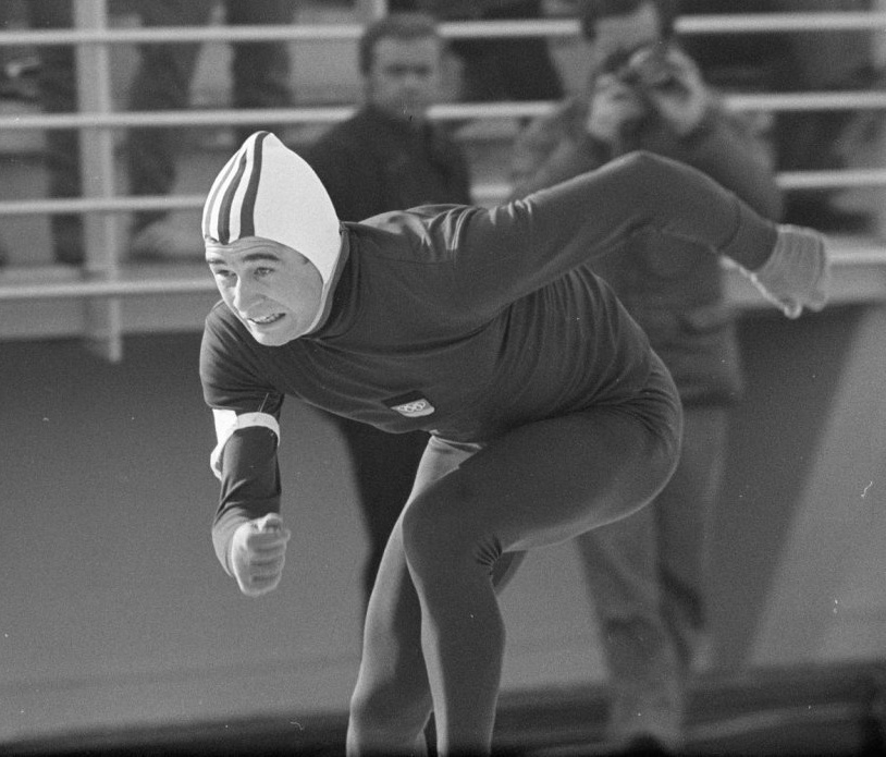 Bilde av den vest-tyske skøyteløperen Erhard Keller under OL i Grenoble i 1968.