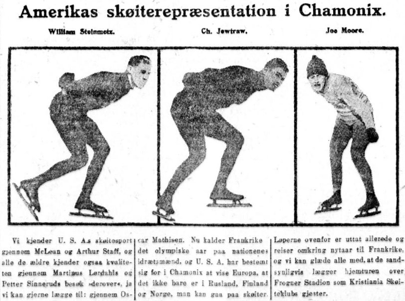 Faksimile Aftenposten 19. desember 1923 - "Amerikas skøiterepræsentation i Chamonix"