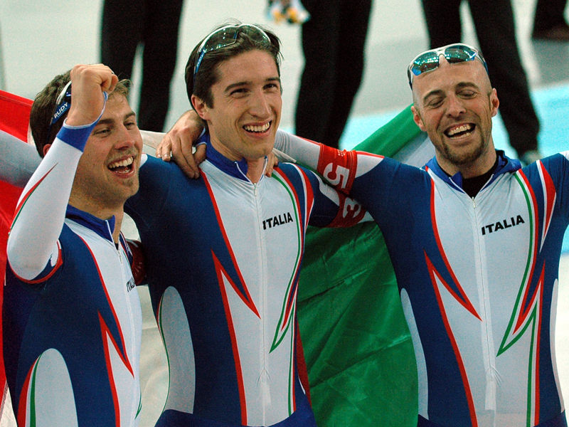 Bilde av det italienske lagtempolaget som tok OL-gull i 2006.